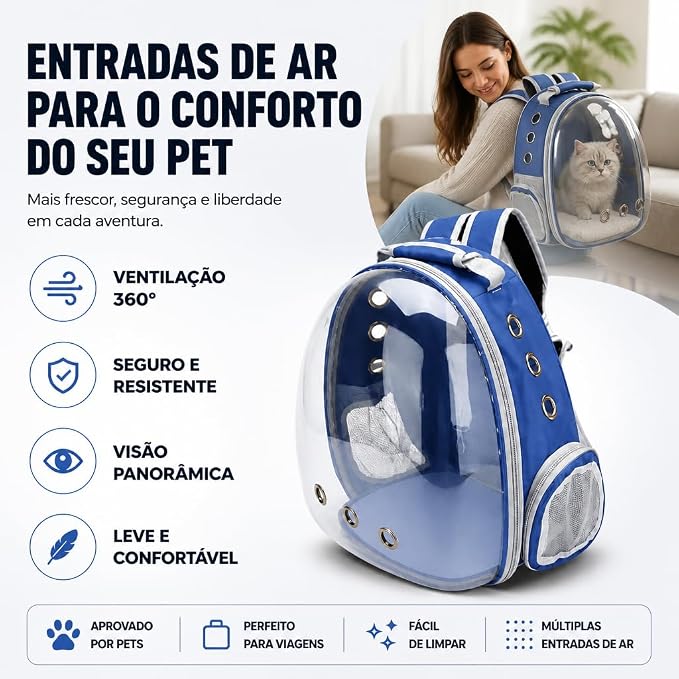 Maleta Morral Mascotas Burbuja Orificios