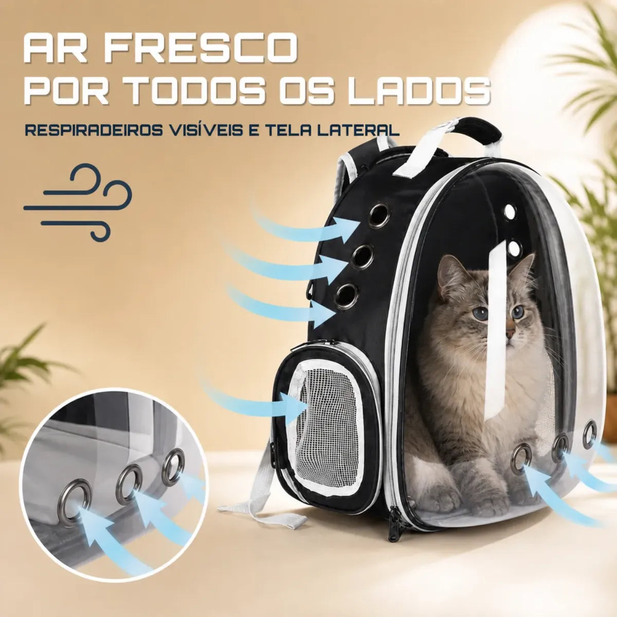 Maleta Morral Mascotas Burbuja Orificios
